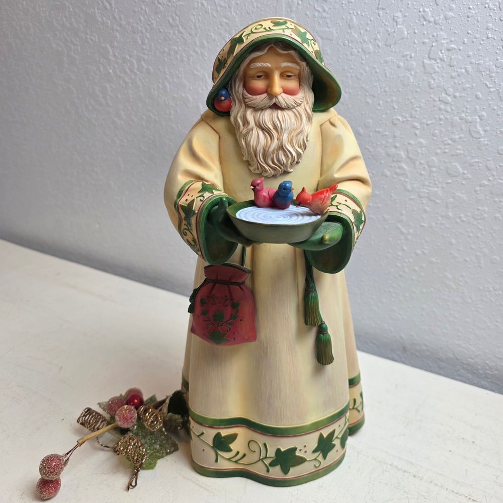 DEMDACO 2007 Resin‎ Wonders Of Christmas Bird & Bowl Santa Figurine Nature Birds
